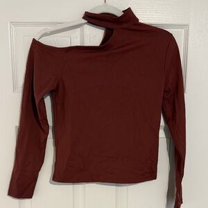 Abercrombie & Fitch Asymmetrical Long Sleeve Top - Brown